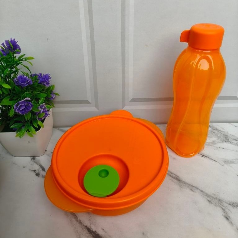 set bekal cwl eco bottle Tupperware orens baru