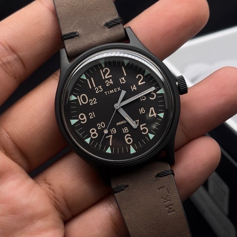 Timex MK1 TW2R96900 Quartz Black Stainless Steel Case Brown Strap