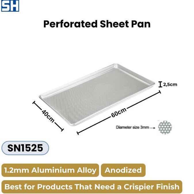 TERBARU - Alumunium Alloy Perforated Sheet Pan (Anodized) Merk Sanneng - Loyang Oven Untuk Roti/Kue 