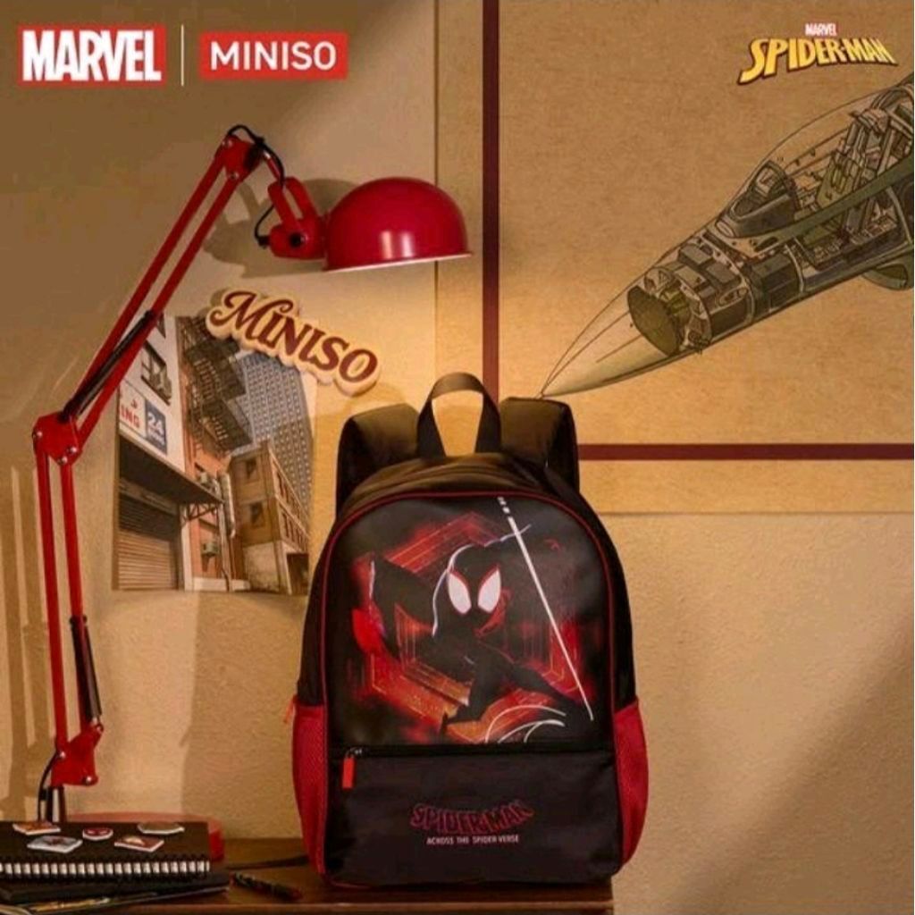 MINISO Marvel Spider-Man Backpack Original Tas Ransel Sekolah Student Bag