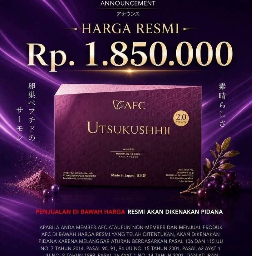 AFC Utshukushii produk original dari Jepang