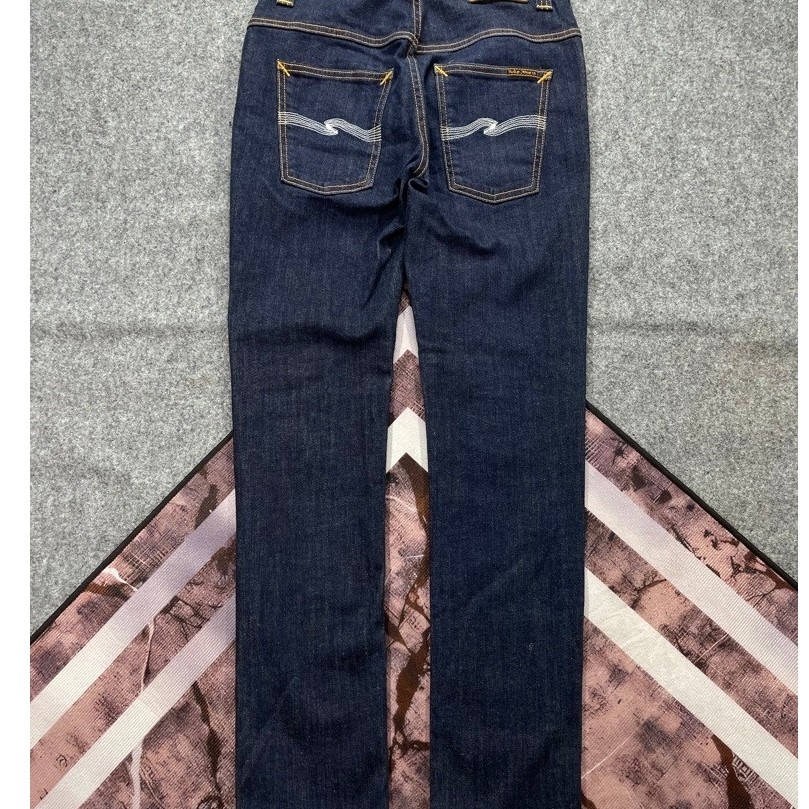 Celana jeans Nudie thin finn dry ecru embo second
