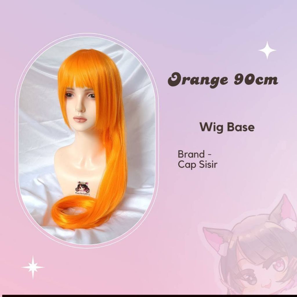 Wig Orange 100cm RSW wig base wig cosplay murah