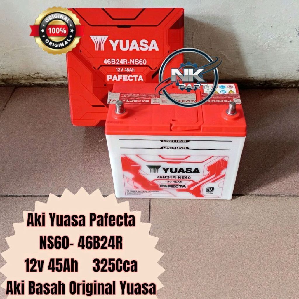 Aki Mobil Yuasa NS60 - 46B24R 12v 45Ah Accu Basah Original Yuasa