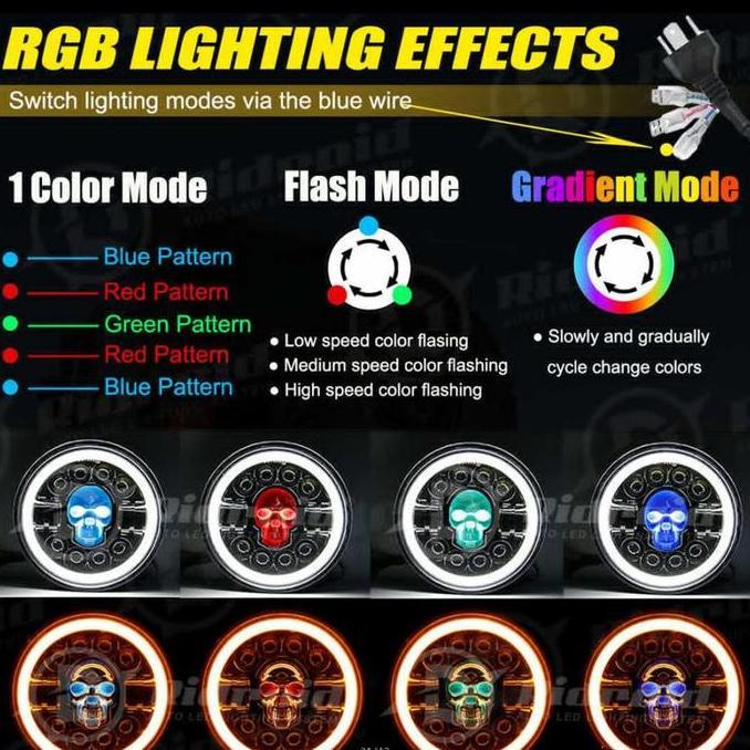 GHEATHEON Lampu LED Mobil Lampu Sepeda Motor Lampu Tembak Daymaker Motor Modifikasi Tengkorak Wrangl