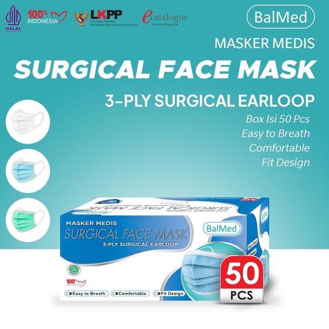 Masker Medis BalMed 3-PLY Earloop Isi 50 Pcs/Box