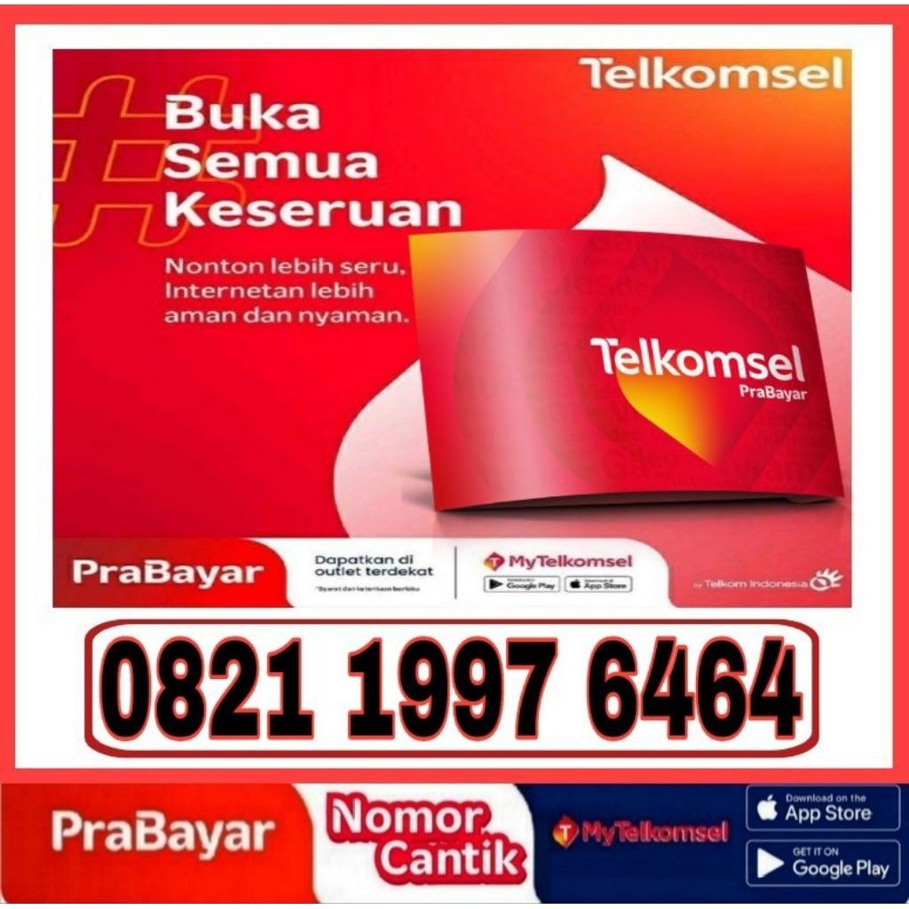 Nomor Cantik Telkomsel Simpati 4G LTE 6464 - O821 1997 6464