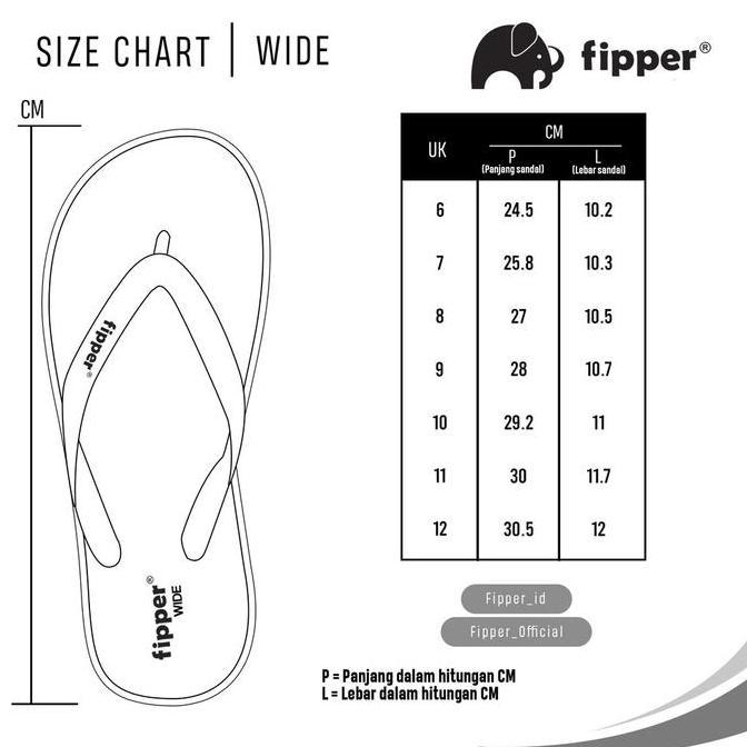 Fipper Wide Sandal Jepit Anti Slip Pria Wanita Original Ringan Nyaman Biru Blue Snorkel / Red / Blac