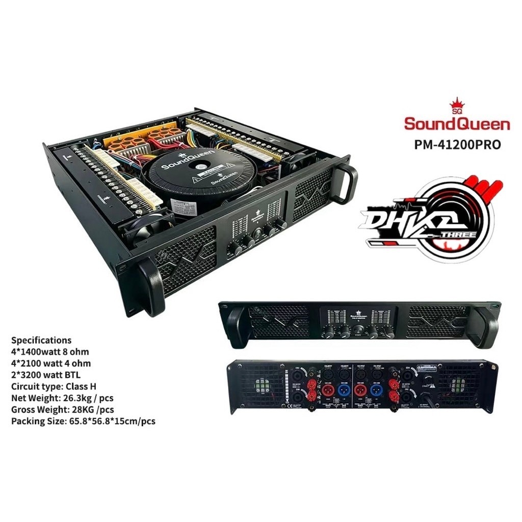 SoundQueen PM-41200PRO Amplifier Audio Class H 4x1400W Original / Power Soundqueen PM 41200 Pro 4x14