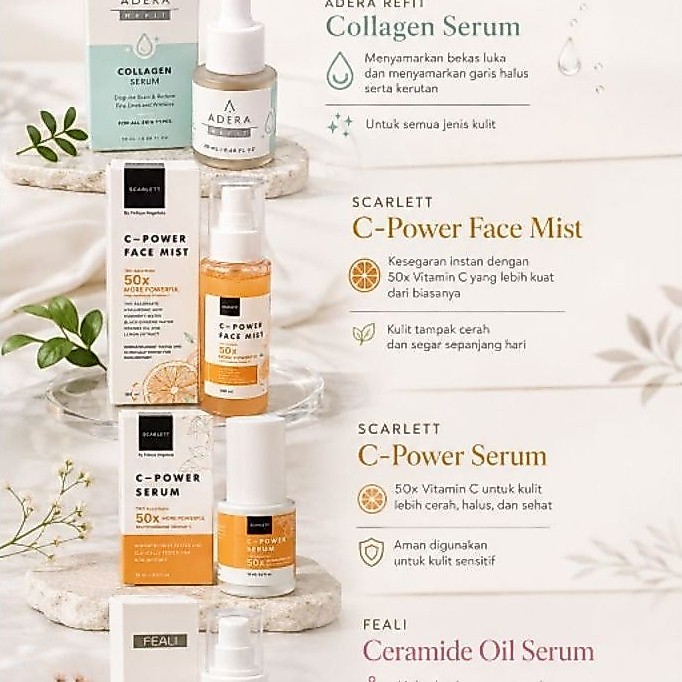 (EXP FEBRUARI 2027) PAKET SKINCARE SERUM LENGKAP – FEALI, SCARLETT & ADERA