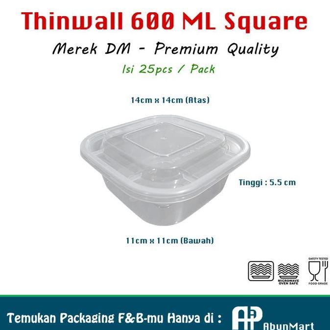 Thinwall 600 ML Square (DM) @25pcs