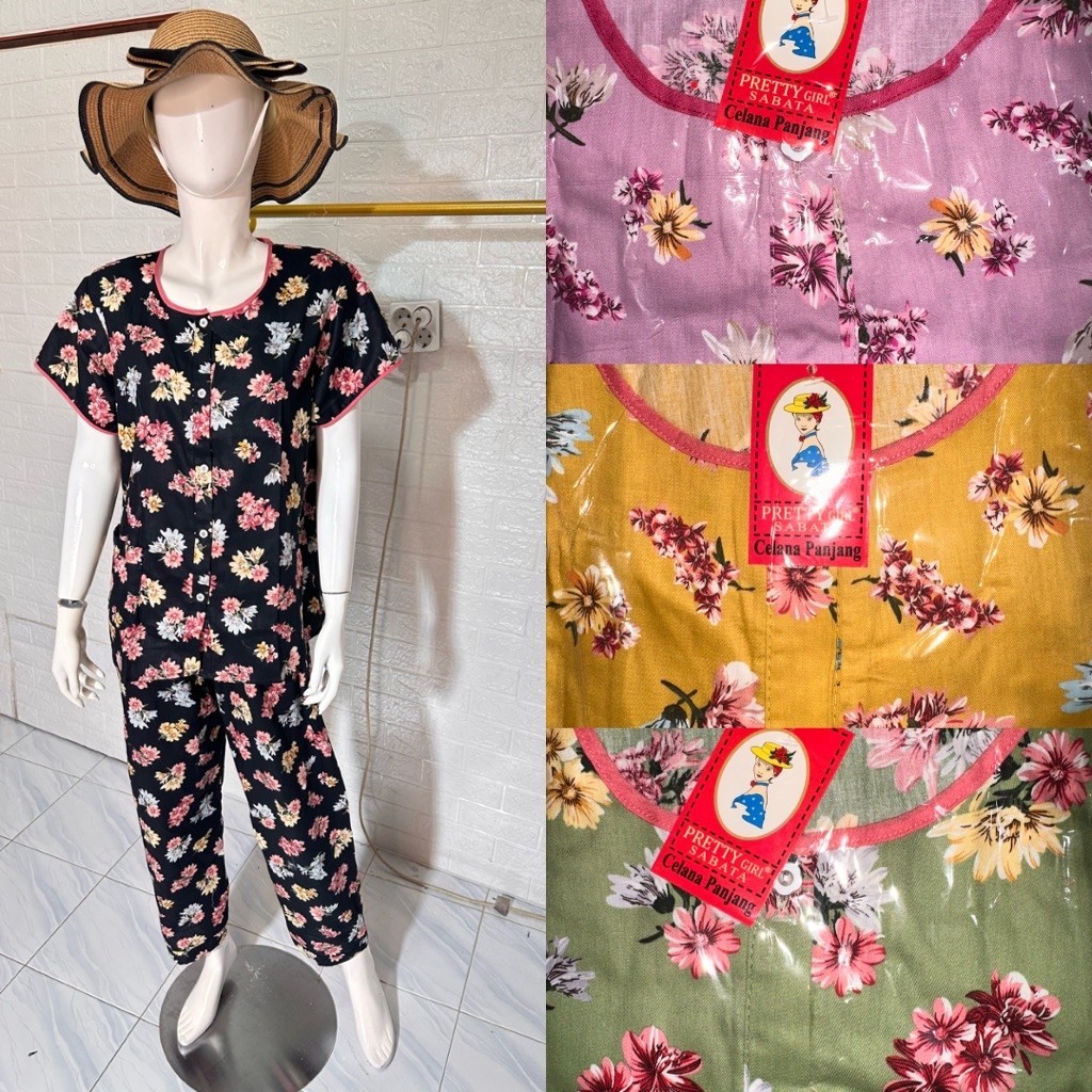 Piyama Cp L Set celana panjang Katun Sabata Halus pretty girl
