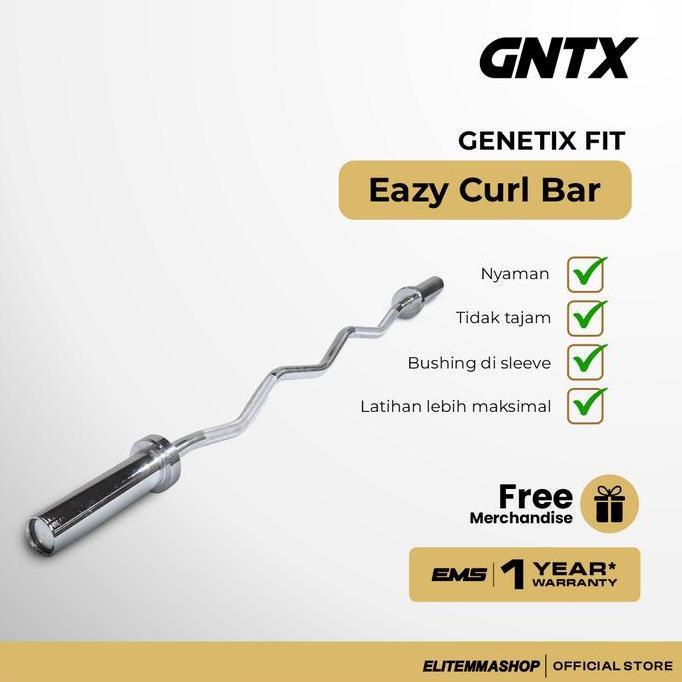 Genetix Fit Eazy Curl Bar Barbell Untuk Pemula, Barbell Fitness, Bar Fitness, Stik Barbell,