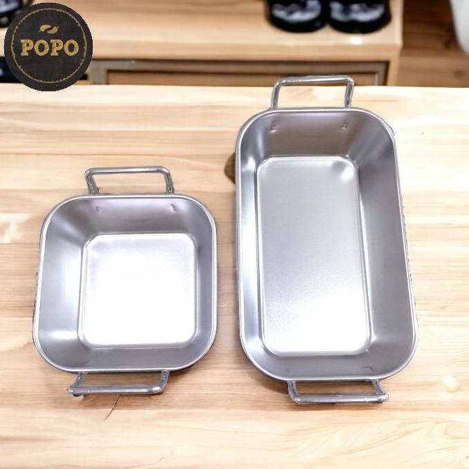 Piring Mangkok Stainless Bak Segi Mini Loyang Tray Piring Saji Snack