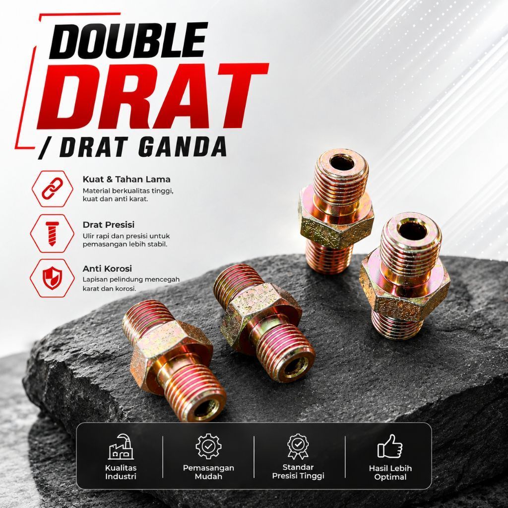 DOUBLE DRAT | DRAT GANDA | KONEKTOR | SAMBUNGAN TEKANAN TINGGI | ADAPTOR SELANG | FITTING POMPA PCP/
