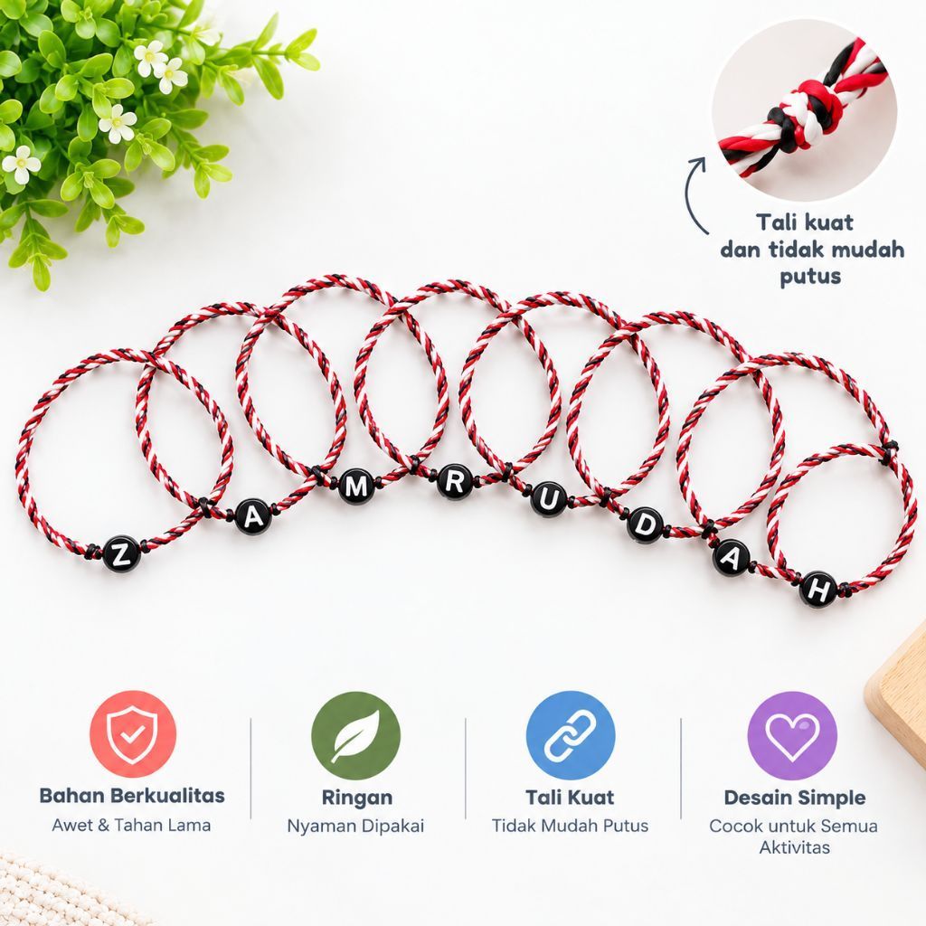 Gelang Tridatu Inisial/ Gelang Tridatu Asli/ Gelang Tridatu Serut/ Gelang Tridatu Couple/ gelang cou