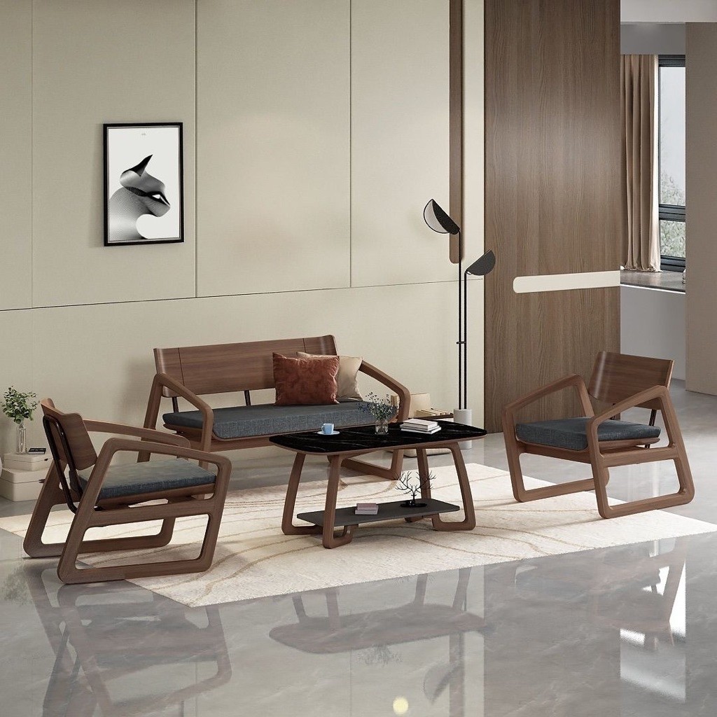 Set Sofa Siantano Jordan 211 + Meja Sofa Kayu / Siantano Kursi Tamu Kayu + Jok / Sofa Kantor Minimal
