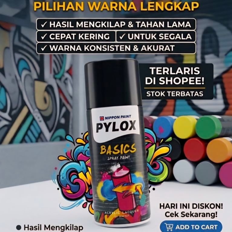 ​[TERLARIS] Cat Semprot Pylox Basics Nippon Paint 300cc / Pylox Pylox Basics Spray Paint
