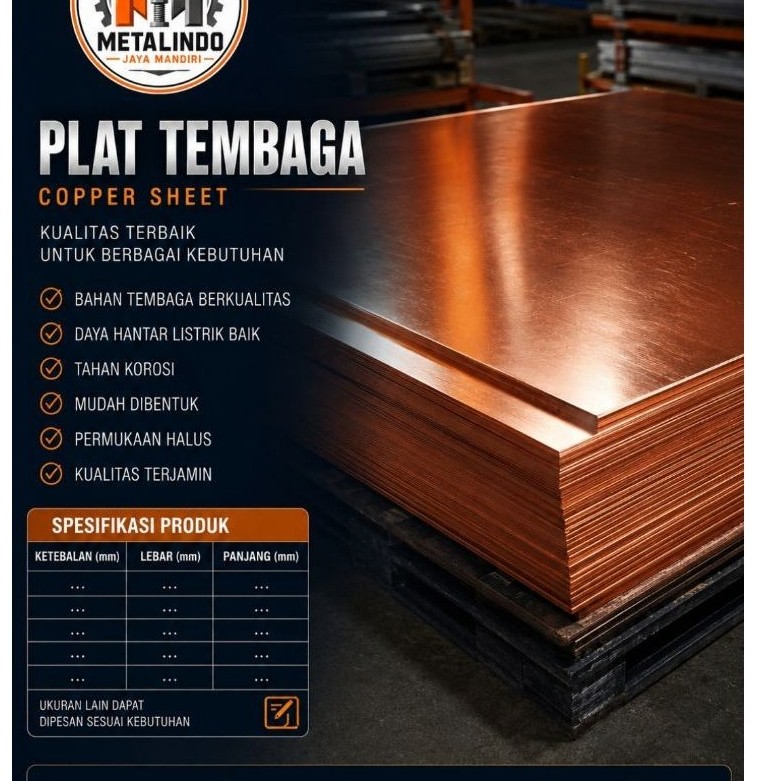 plat tembaga 0.5mm x 2cm x 100cm - tembaga lembaran