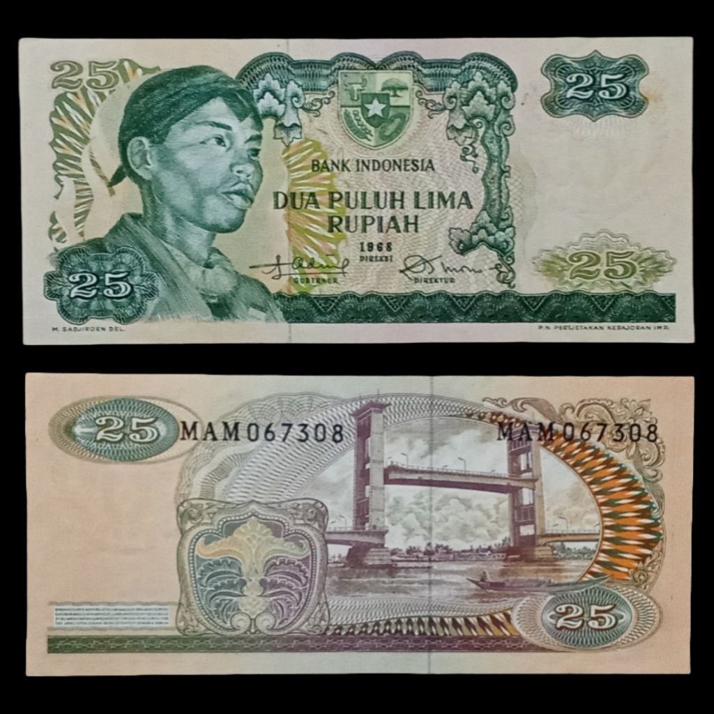 Uang Kuno 25 Rupiah Sudirman tahun 1968