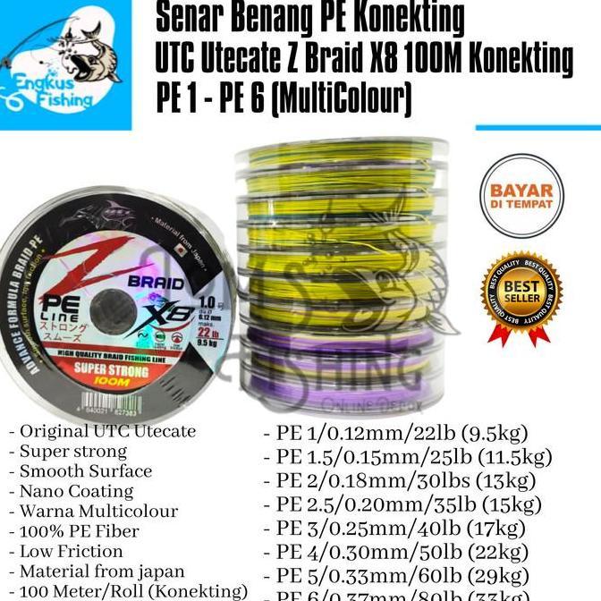 Senar Benang Pancing PE UTC Utecate Z-Braid X8 Halus (PE 1.5 - PE 6)
