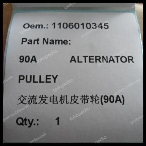 GRATIS ONGKIR PULLEY ALTERNATOR GEELY PANDA, LC CROSS, MK UKURAN 5PK960 ORIGINAL 