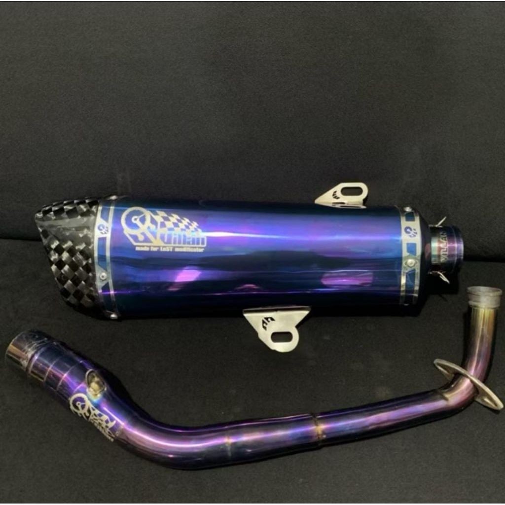 KNALPOT VILLAN RX1 UNGU PURPLE FULLSYSTEM AEROX NMAX LEXI VARIO PCX ADV