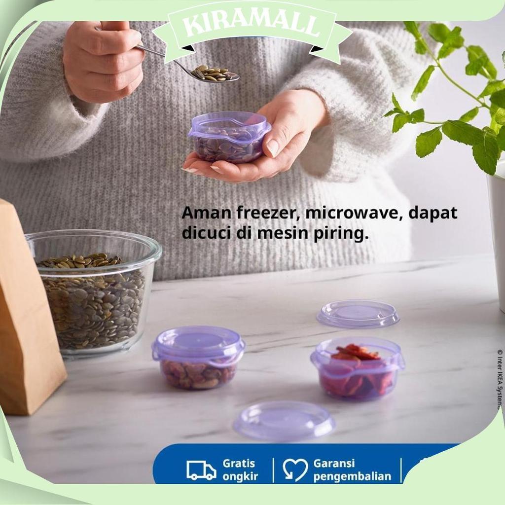 IKEA PRUTA Kotak Makan Dengan Penutup Ungu 70ml Isi 3pcs Termurah