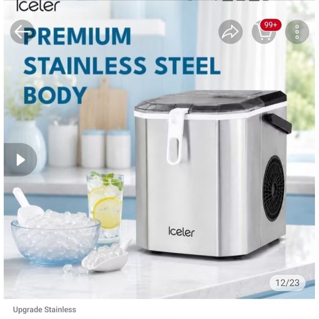 Iceler Stainless Ice Maker 12KG Bullet Ice