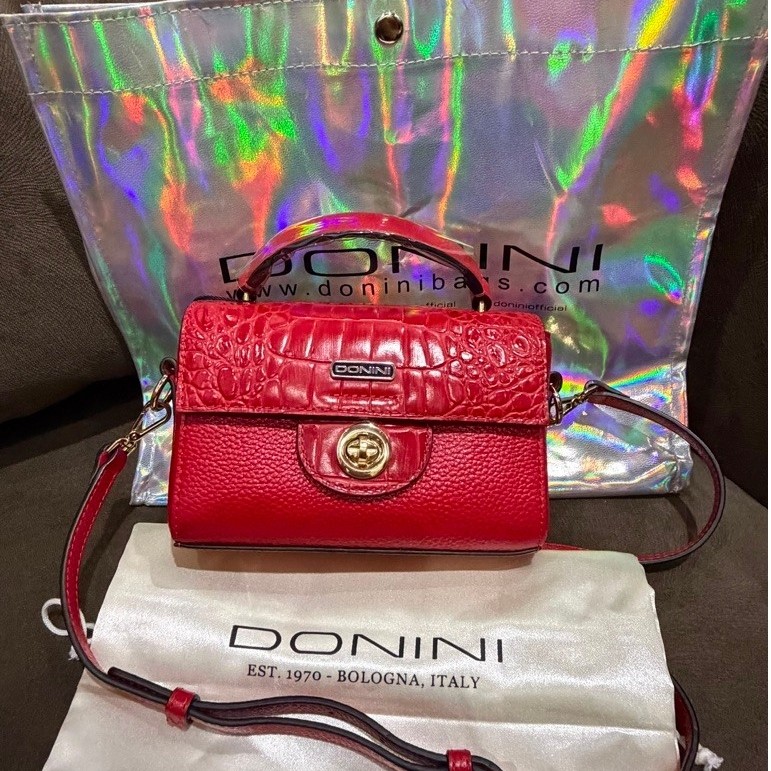DONINI VIGO MINI Croco Red Tas Selempang Wanita Croco