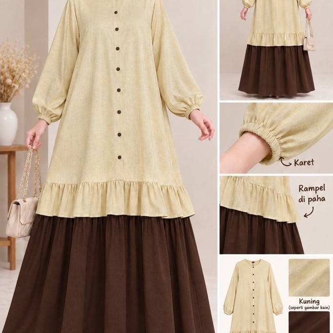 GAMIS POLO LINEN MIX RAYON MAYUNG ADEM HALUS LEMBUT