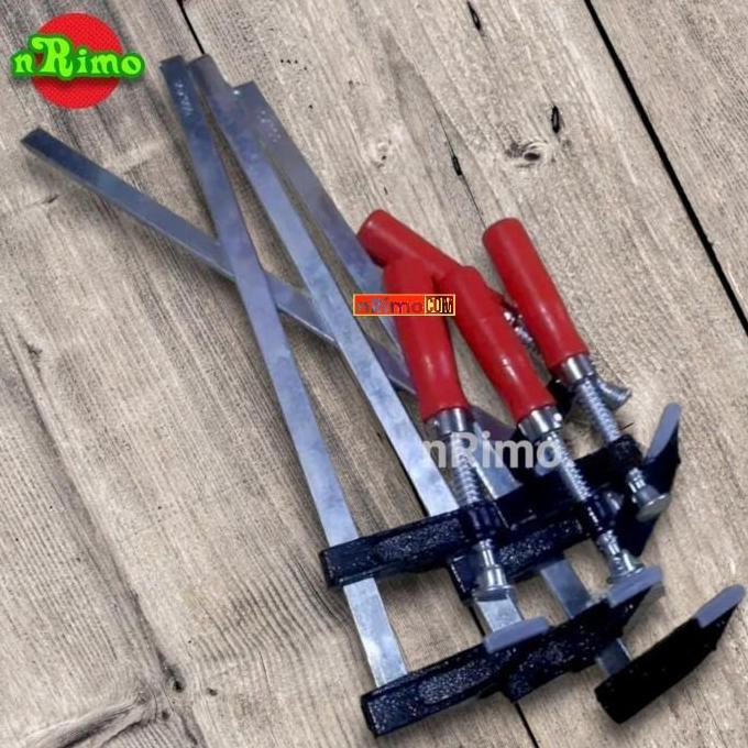 Alat Penjepit Kayu F Clamp Besi Klem Jepit Panjang Catok Papan Siku