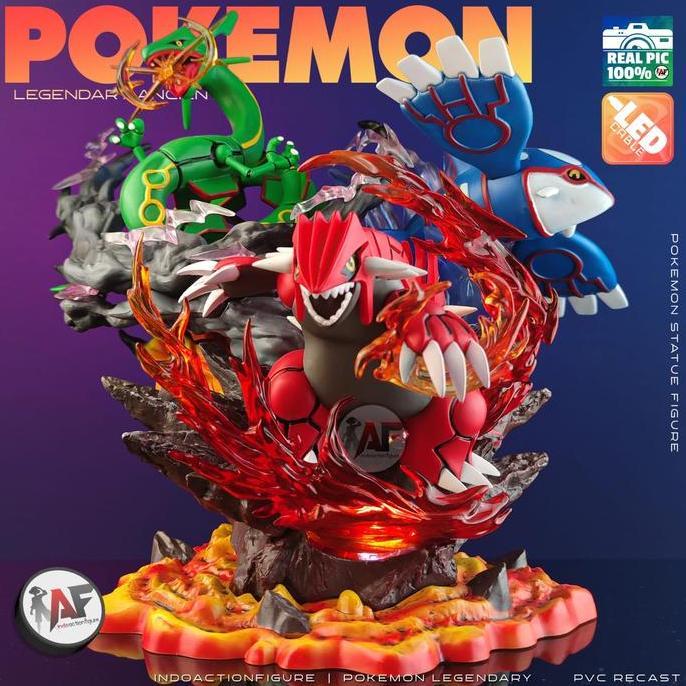 Statue Action Figure Pokemon Legendary Bird, Legendary Ancient, Legendary Beast, Legendary 4 Gods wi