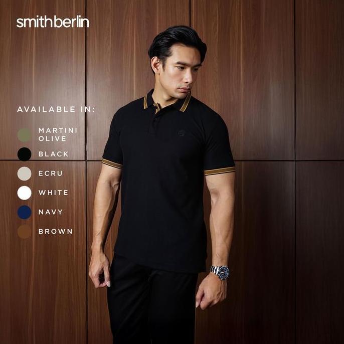 Qwer- Smith Berlin Pierre Polo Slim Fit Katun Pria - Kaos Polo Kerah Lengan Pendek Casual