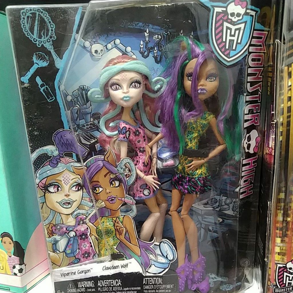 Boneka Monster High Viperine Gorgon Clawdeen Wolf set mainan anak