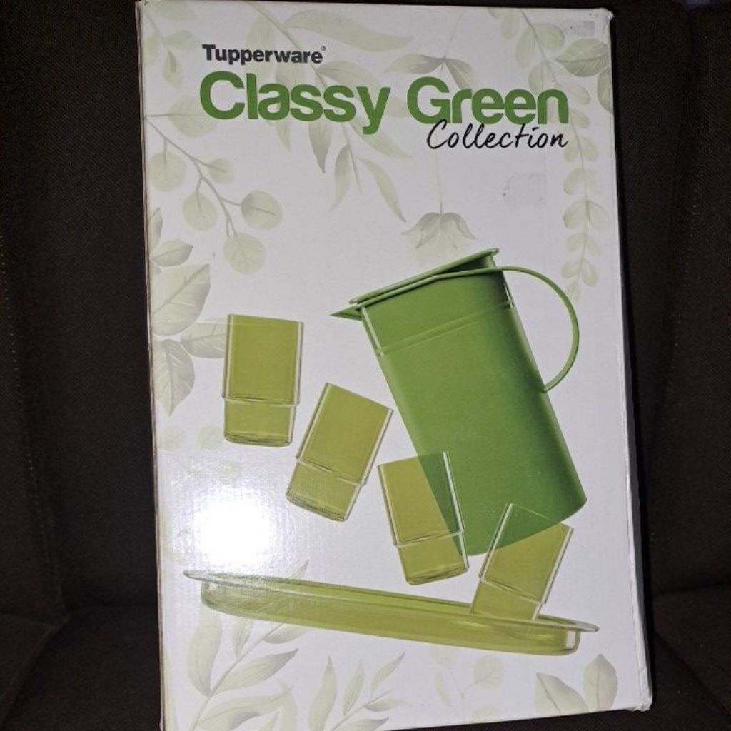 Tupperware Classy Green Collection Set Gelas dan Pitcher Hijau
