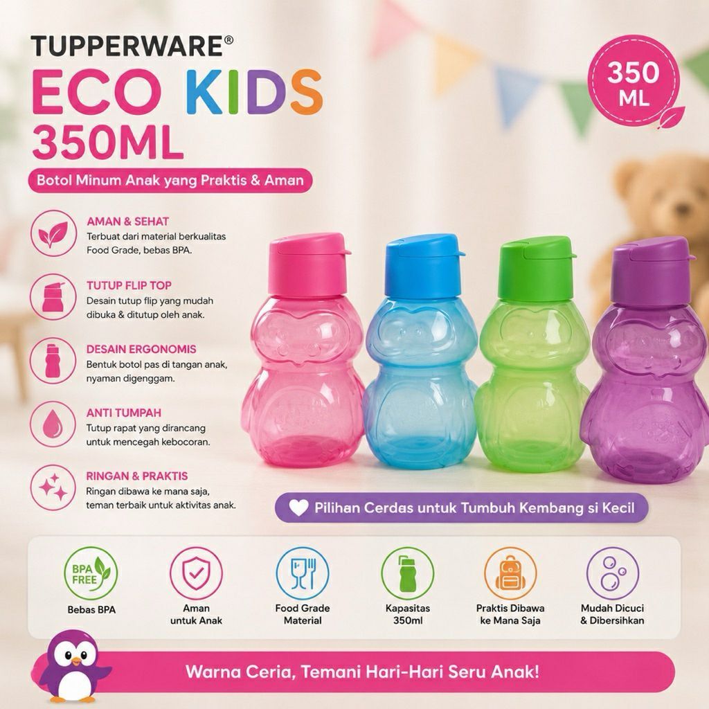 Botol Minum Anak Eco Kidz Tupperware 350ml / TUPPERWARE ECO BOTTLE KIDS