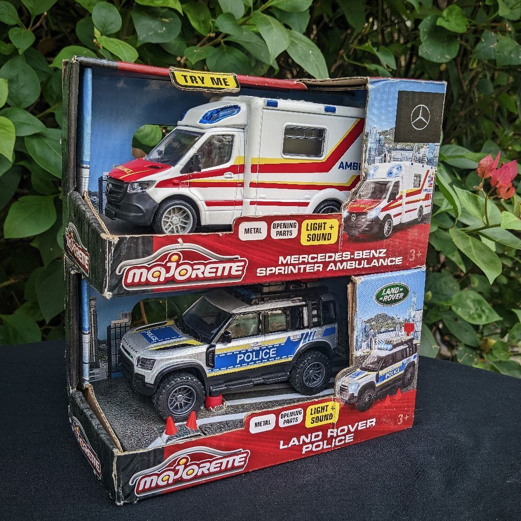 Majorette Grand Series Bundle 2pcs - Mercedes Benz Sprinter Ambulance & Land Rover Defender Police