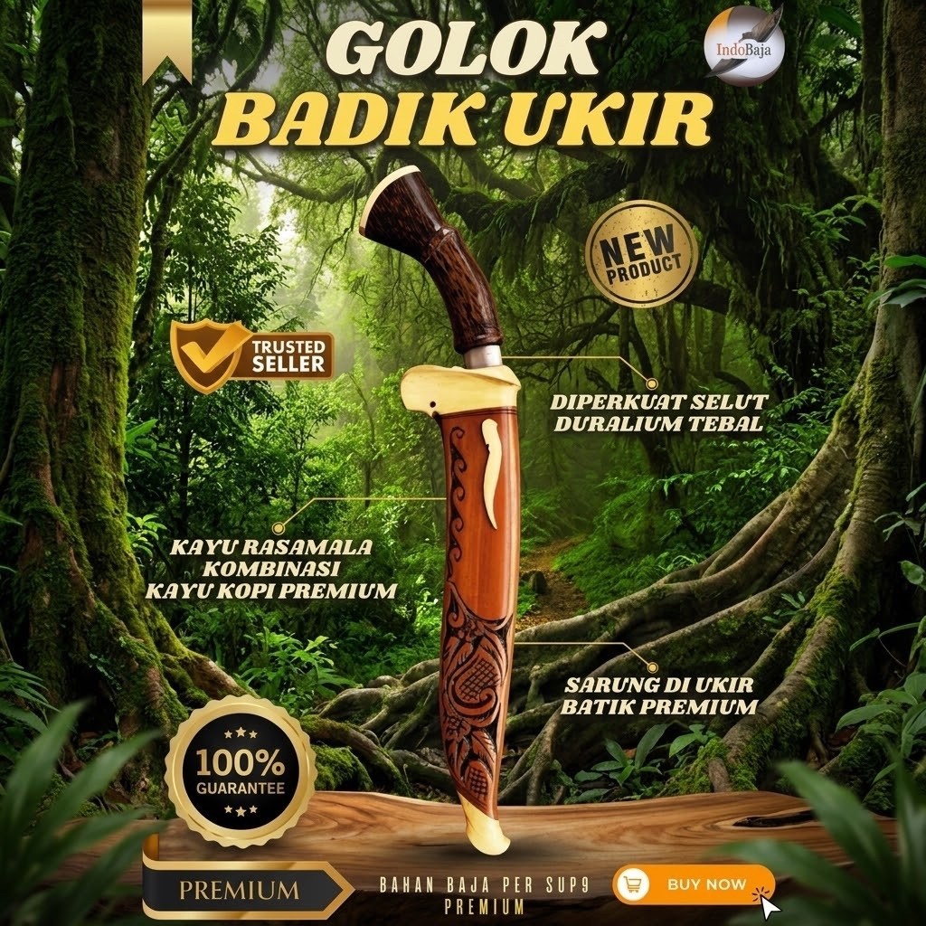 [INDOBAJA] GOLOK KEBUN BADIK UKIR GOLOK BAJA PER SUP9 PREMIUM ASLI ORIGINAL SUPER TAJAM