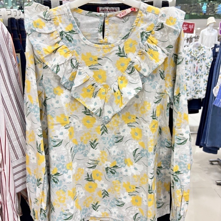 blouse exit motif bunga ori matahari