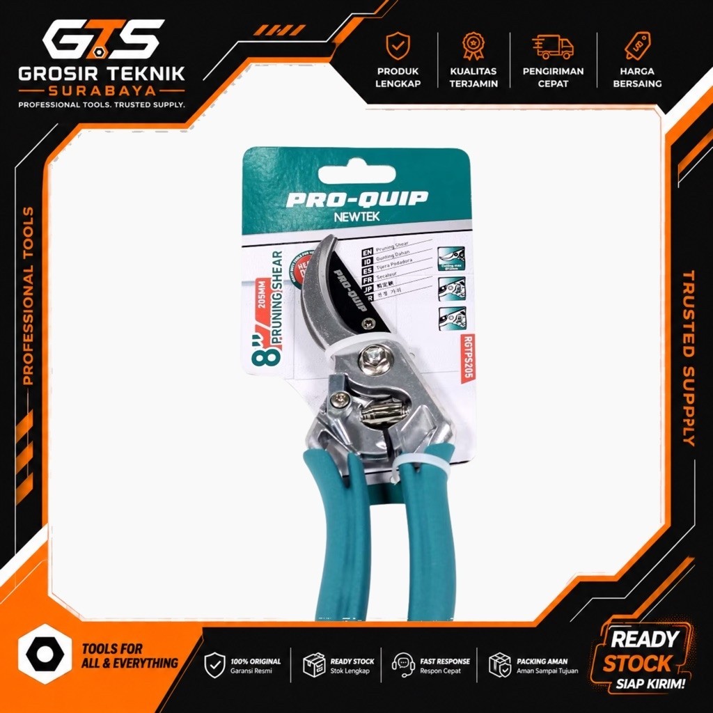 ( RGT- PS 205 ) PRO-QUIP GUNTING RANTING 8" / TANAMAN / BUNGA / PRUNING SHEAR