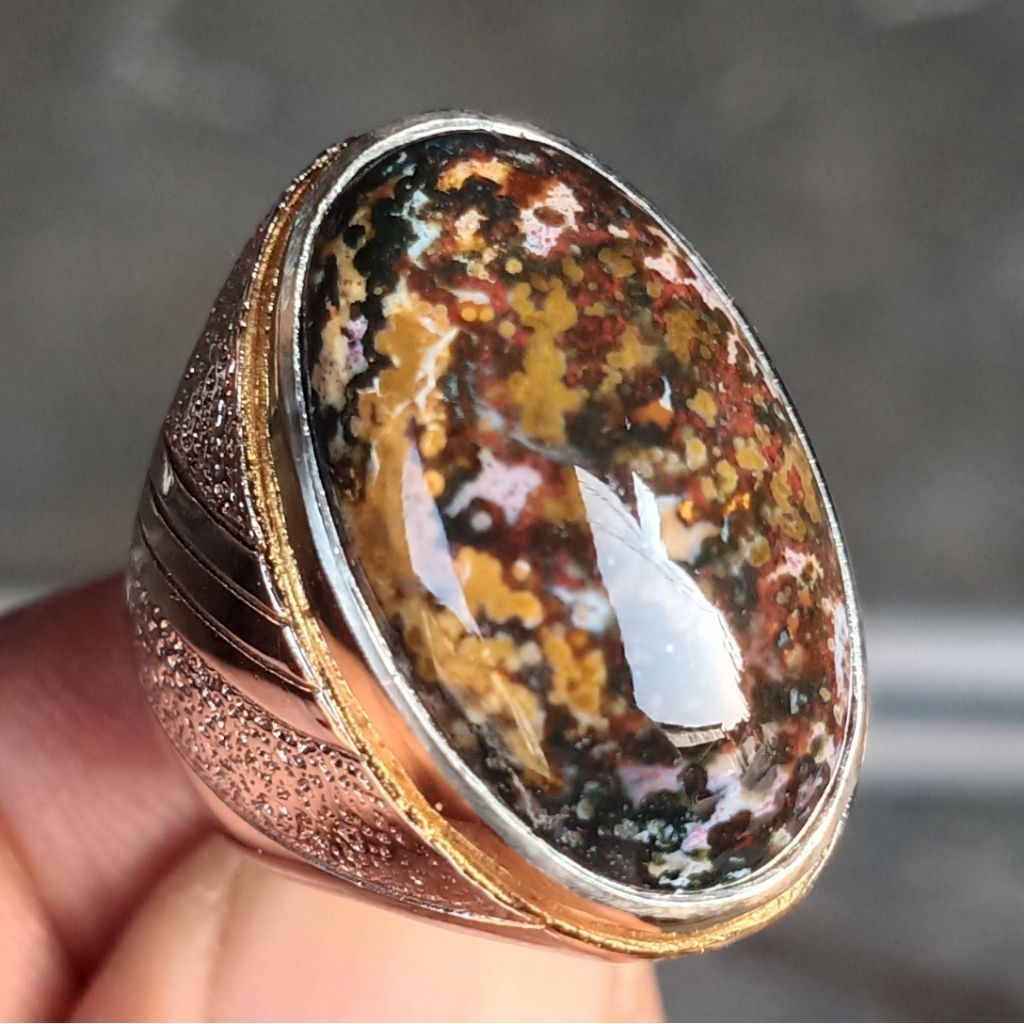 Batu Pancawarna Batik Klawing - Batu Pancawarna - Cincin Batu Akik