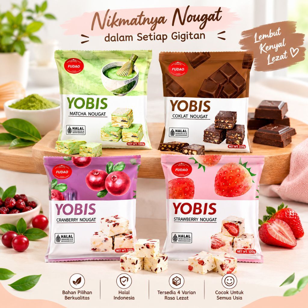 Nougat YOBIS Mix 4 Varian Isi 28 PCS – Snack Manis Renyah & Lezat