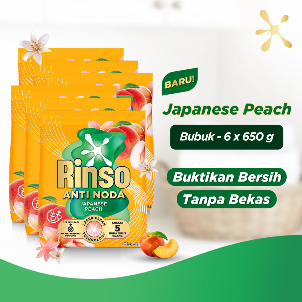 Rinso Baru Detergen Bubuk Varian Japanese Peach 665g x6