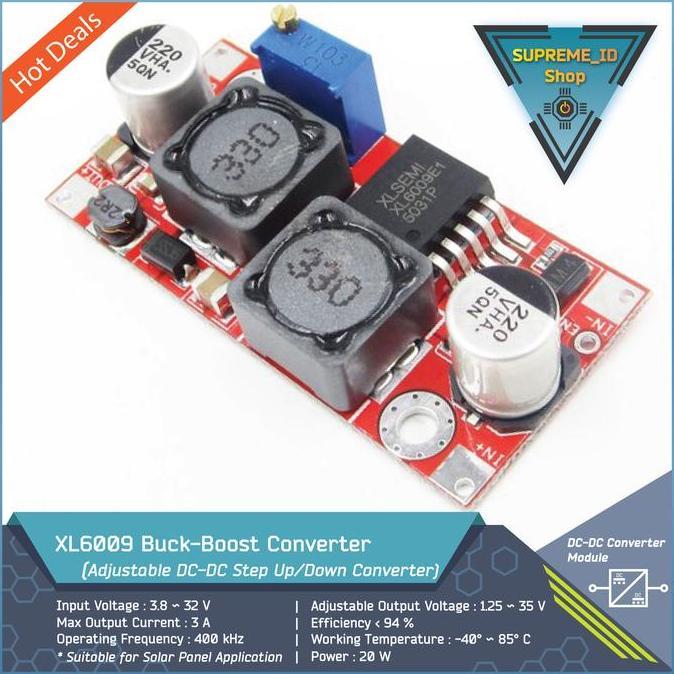 XL6009 DC-DC Step Up / Down Buck-Boost Power Supply Converter Module | 3A 20W