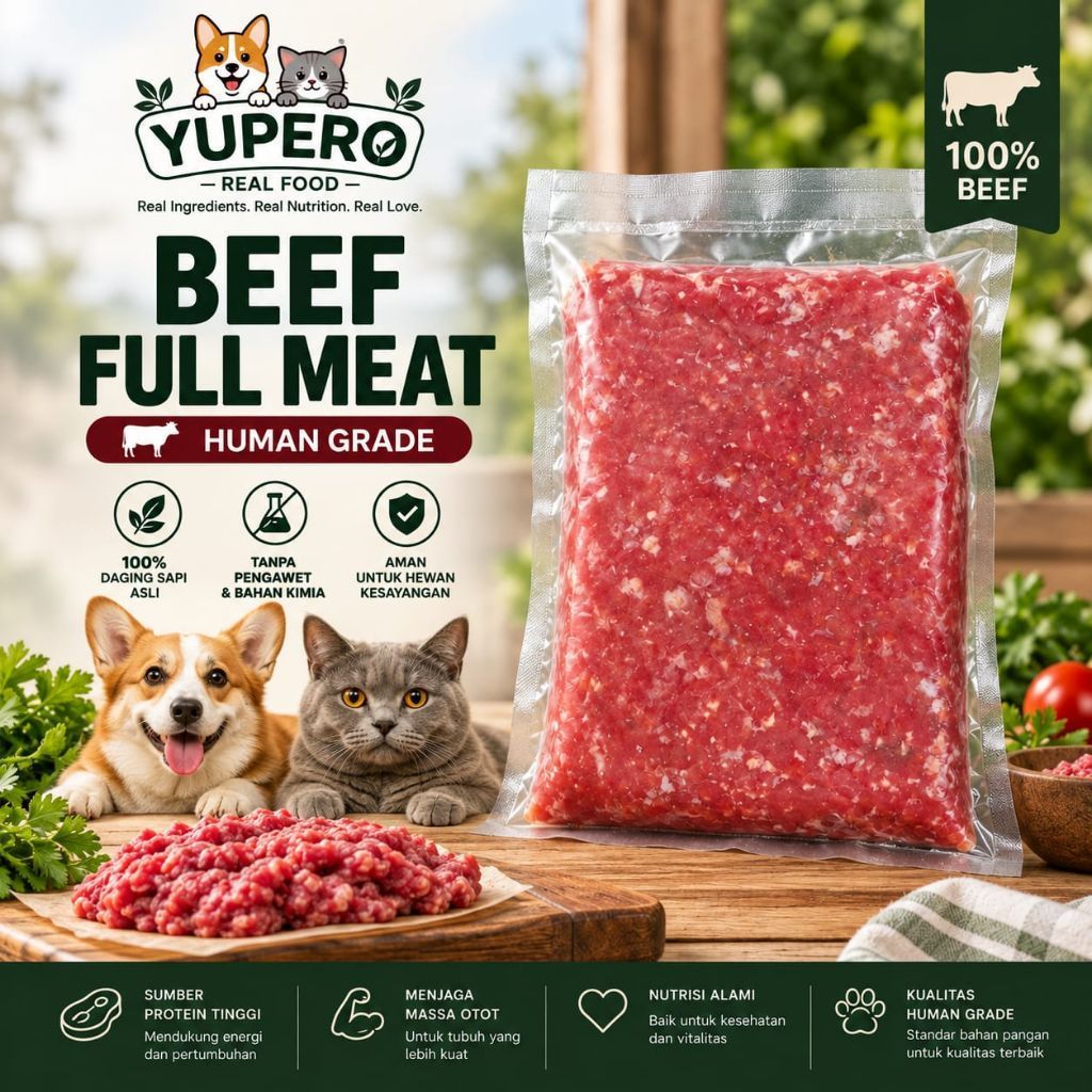 YUPERO Real Food - Beef Full Meat, Sapi Giling Full Daging, Raw Food Beef, Cat Food, Dog Food, Rawfo