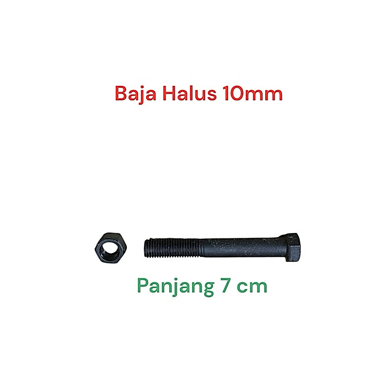 Baut Mur Baja Halus Kunci 14 Panjang 7 Cm