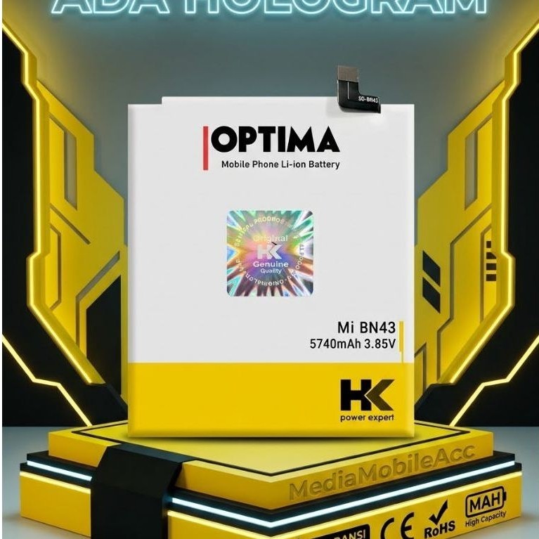 BATERAI HK UNTUK TYPE REDMI NOTE 4X / BN-43 BN43 BN 43 SNAPDRAGON SNAP DRAGON DOUBLE POWER HK OPTIMA