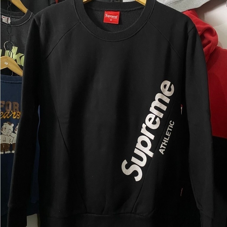 (65x50cm tanpa ditarik) cn crewneck sweater supreme korea warna hitam pekat