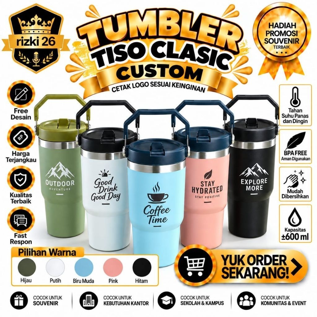 Custom  Tumbler Tysoo Clasic Stainles 900 ml/Termos Custom Logo
